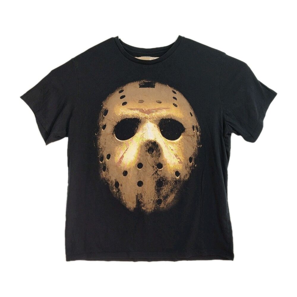 Friday the‎ 13th T-Shirt Men's Size 2XL Black Graphic Print Jason Hockey Mask